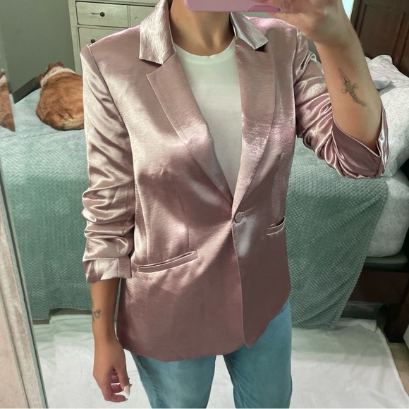 NWT Cinq a Sept pink Kylie blazer with scrunched sleeve - Picture 8 of 8